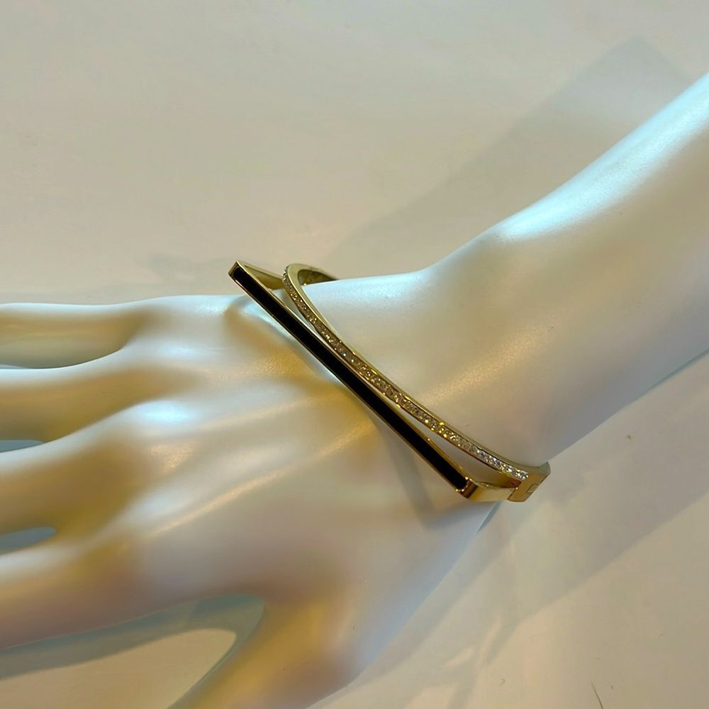 18k gold over stainless steel crystal modern unique bangles, 💯 tarnish free